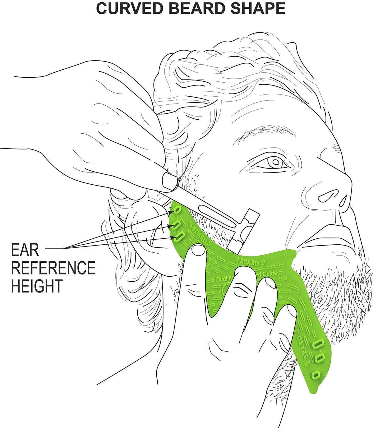 Quality Time Beard Shaping Tool Guide; Flexible Beard Guard, Do-it-Yourself, Innovative Design Template, Haircut Trimming Stencil - Beard Lineup Shaving Guide, Made in USA