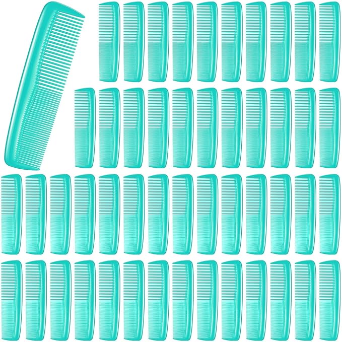 Didaey 50 Pcs Pocket Combs for Men 5 Inch Cutting with Wide and Fine Teeth Plastic Professional Barber Haircut Small Anti Static Combs for Women Grooming Accessories for Beard(Blue)