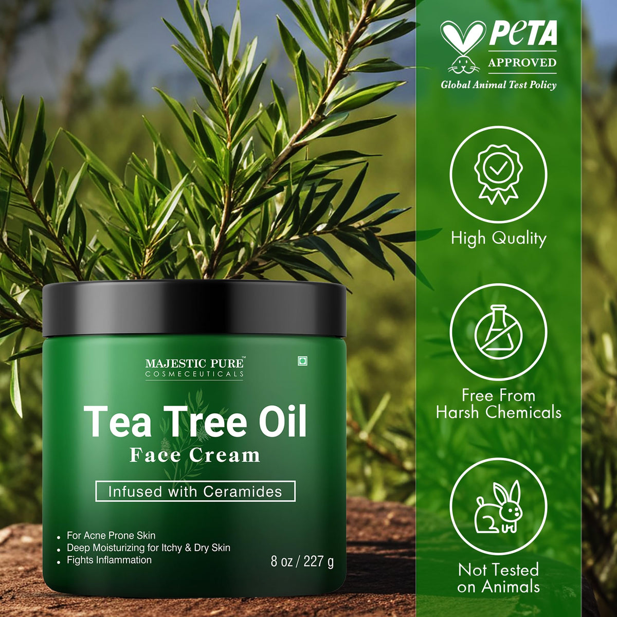 Majestic Pure Tea Tree Face Cream - 8 Oz