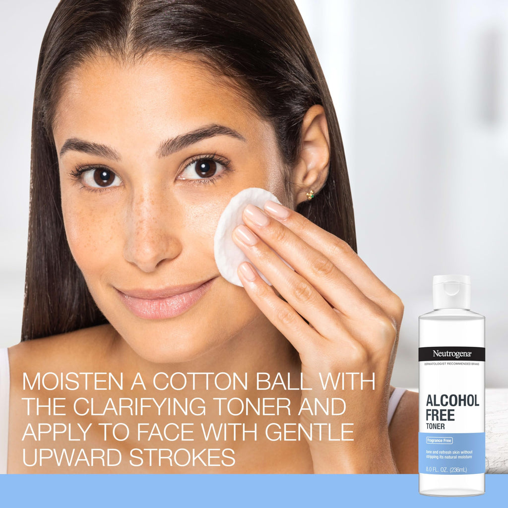 Neutrogena Alcohol-Free Gentle Daily Facial Toner, Fragrance-Free to Tone & Refresh Skin, Gently Removes Impurities & Reconditions Skin, Hypoallergenic, 8 fl. oz