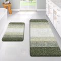 OLANLY Bathroom Rug Set 2 Piece, Soft Absorbent Microfiber Bath Rug Set, Non-Slip, Machine Wash Dry, Plush Shaggy Bath Mats for Bathroom (47"x20"+24"x16", Dark Green)