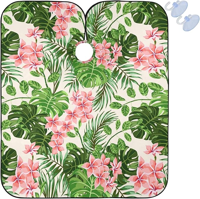 Visesunny Barber Cape - Tropical Hibiscus Floral Polyester Hair Cutting Salon Apron Anti-Static Haircut Water-Resistant Shaving Cloth Beard Shaving Bib Hairdressing Cape