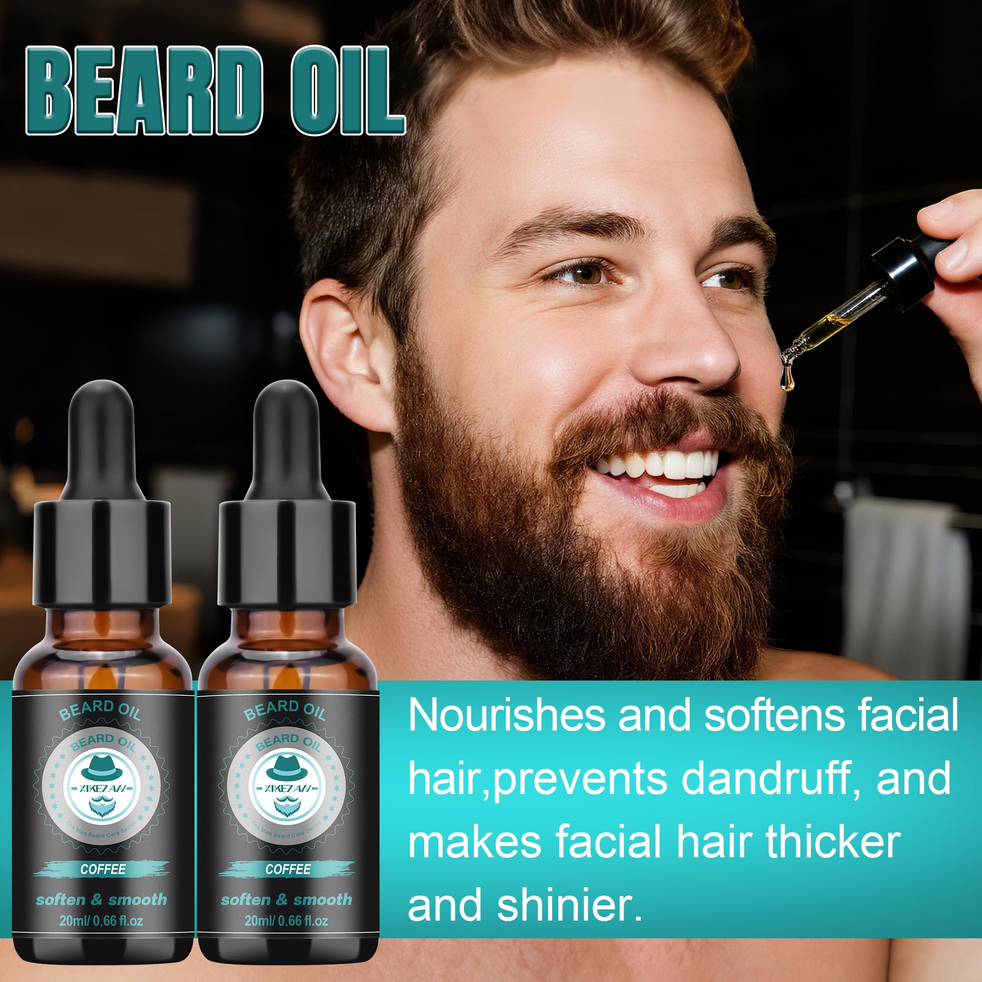 XIKEZAN Beard Kit for Men Grooming/Care w/Coffee Scent-Soften,Soothe Beard
