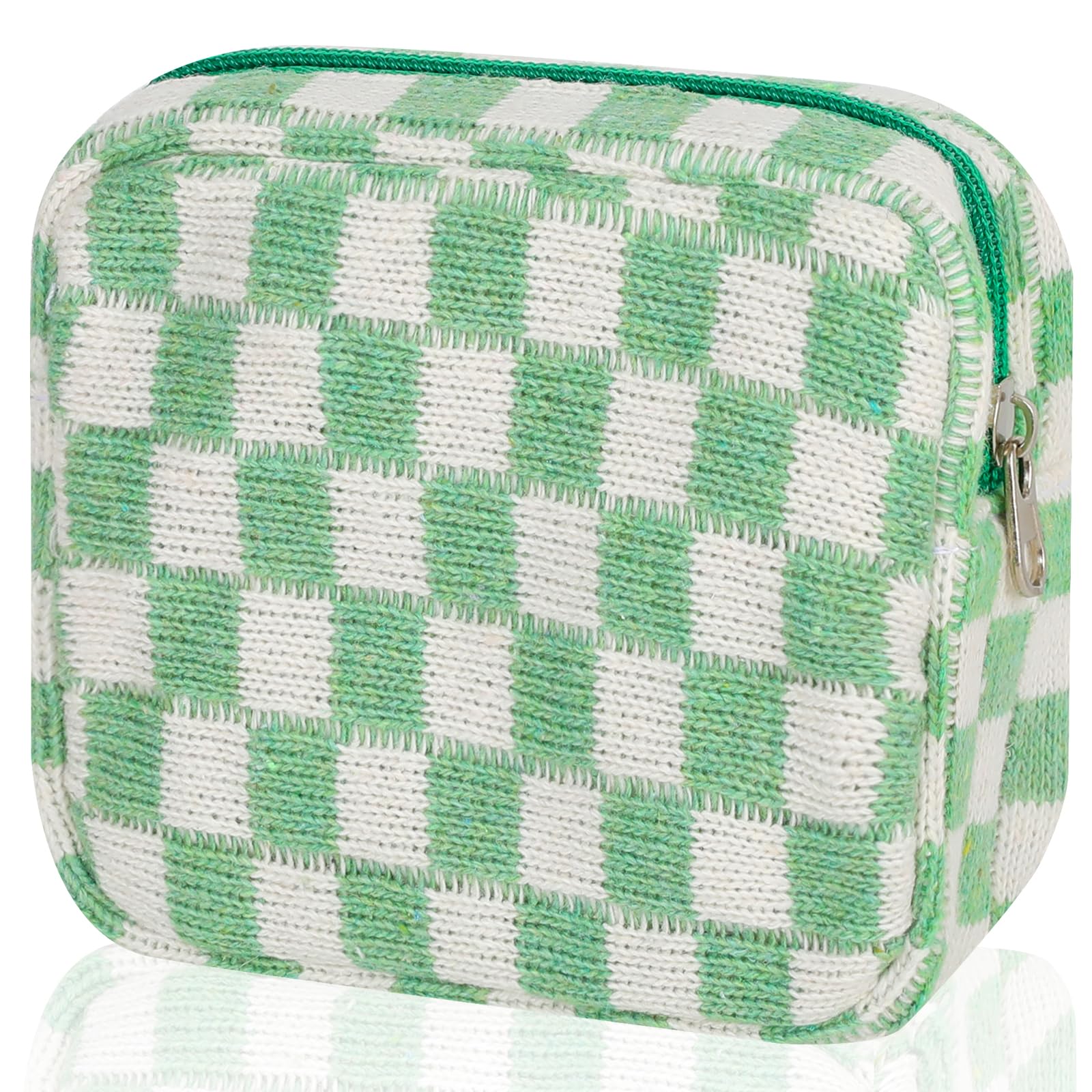 CekPo Sanitary Napkin Storage Bag, Menstrual Pad Zipper Checkered Portable Period Bag Panty Liners, Tampon Pouch for Women Ladies Daily Use Storage Purse Travel