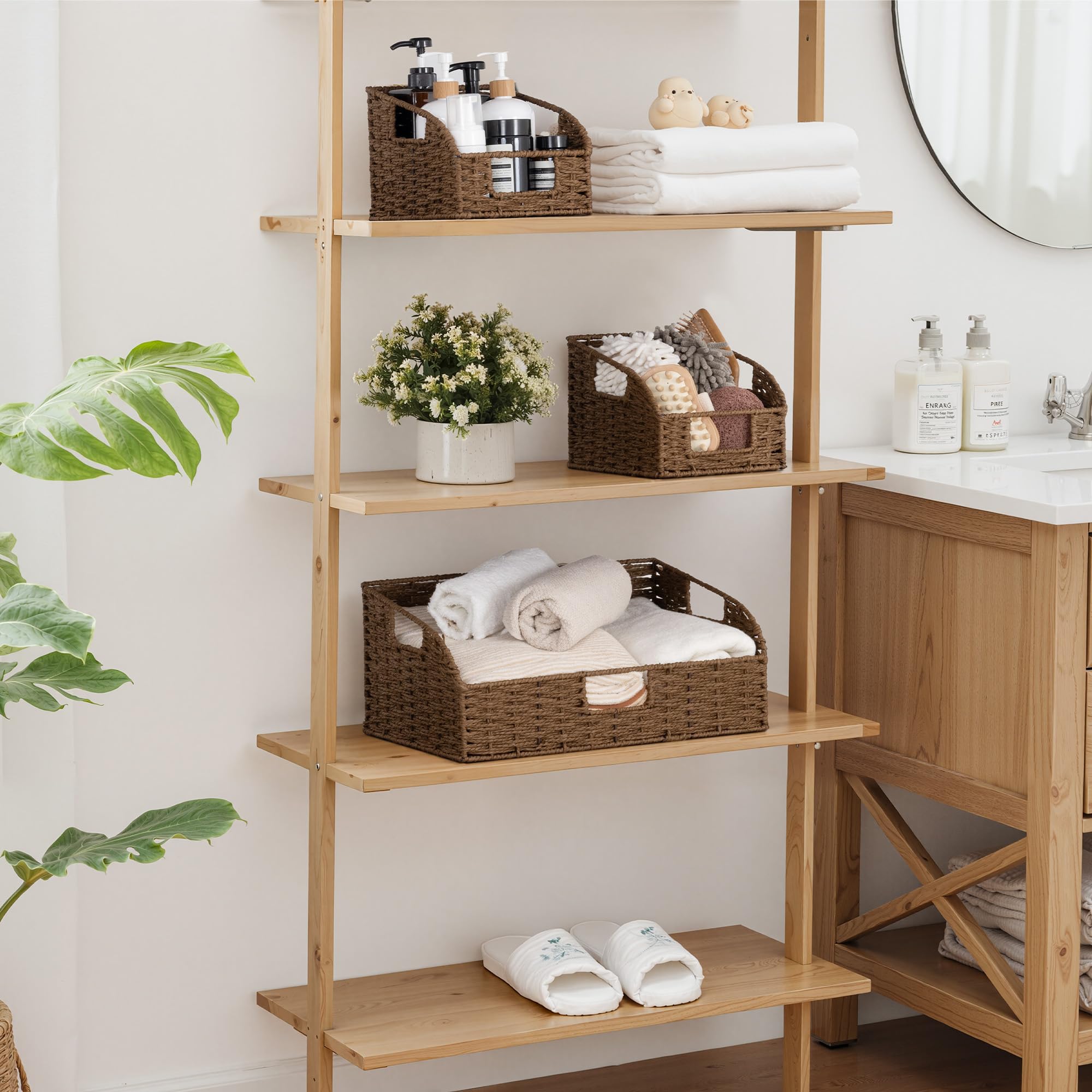 StorageWorks Pantry Storage Baskets, Shelf Baskets, Brown Baskets, 3-Pack