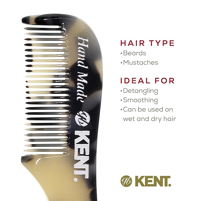 Kent Set Men's Hair Pocket Combs, 81T X-Small, 20T Fine Tooth Folding Comb. Best Hair, Beard and Mustache Grooming Kit for Travel and Home Care, Handmade in England