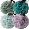 Loofah Sponges for Shower,Jewel Tone 4 - Dark Green, Peacock Green, Sky Blue & Purple