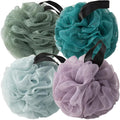 Loofah Sponges for Shower,Jewel Tone 4 - Dark Green, Peacock Green, Sky Blue & Purple