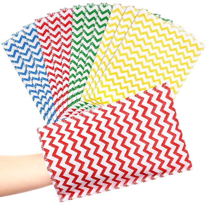 Tatuo 12 Pack Korean Exfoliating Mitt & Cloth, Viscose Rayon Dead Skin Remover Washcloth, Multi Color Body Scrub Towel for Shower Spa Travel(Small,Green, Red, Yellow, Blue)