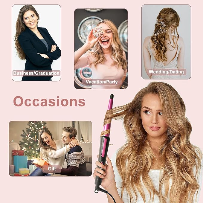 Hair Curling Iron,Curling Wand 0.5-1",210℃ for Classic Curls&Natural Waves