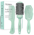 Fiora Naturals Hair Brush Set - Detangler, Round Brush, and Comb for Women - Brushes for All Hair Types including Natural, Fine & Curly - Ideal for Detangling and Blow Drying