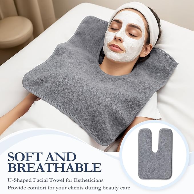 JJUNW 12 PCS U-Shaped Facial Towels, Split Design Estheticians Towels