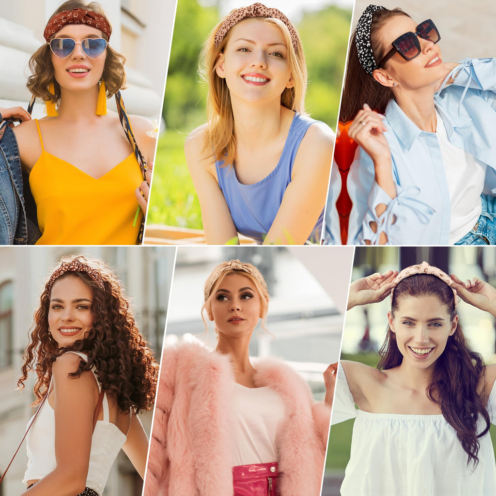 DiyJibb Headbands for Women Girls - 6PCS Stylish Top Knotted Headbands - Knotted Headband for Women - Head Bands Wide Hairband Hair Accessories