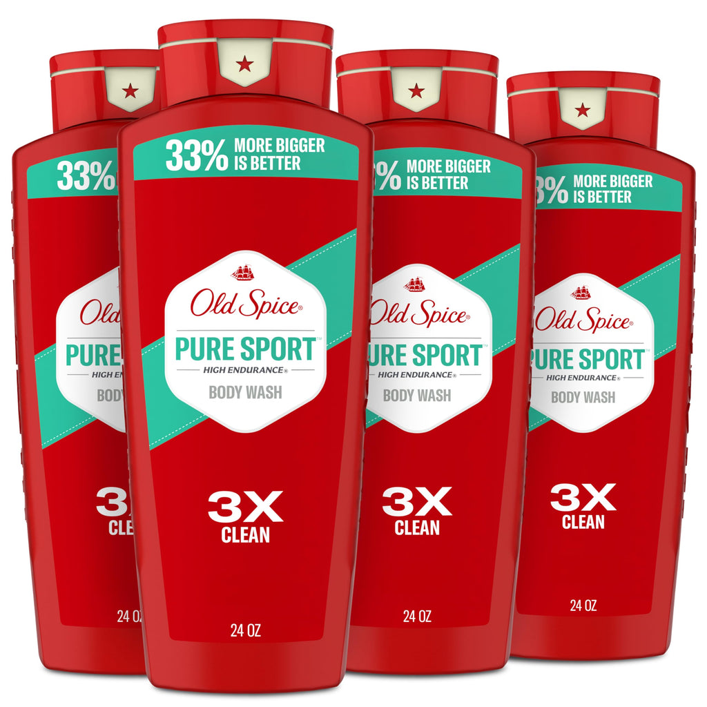 Old Spice Body Wash for Men, Lasting Pure Sport Scent, 24 fl oz Pack of 4