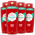 Old Spice Body Wash for Men, Lasting Pure Sport Scent, 24 fl oz Pack of 4