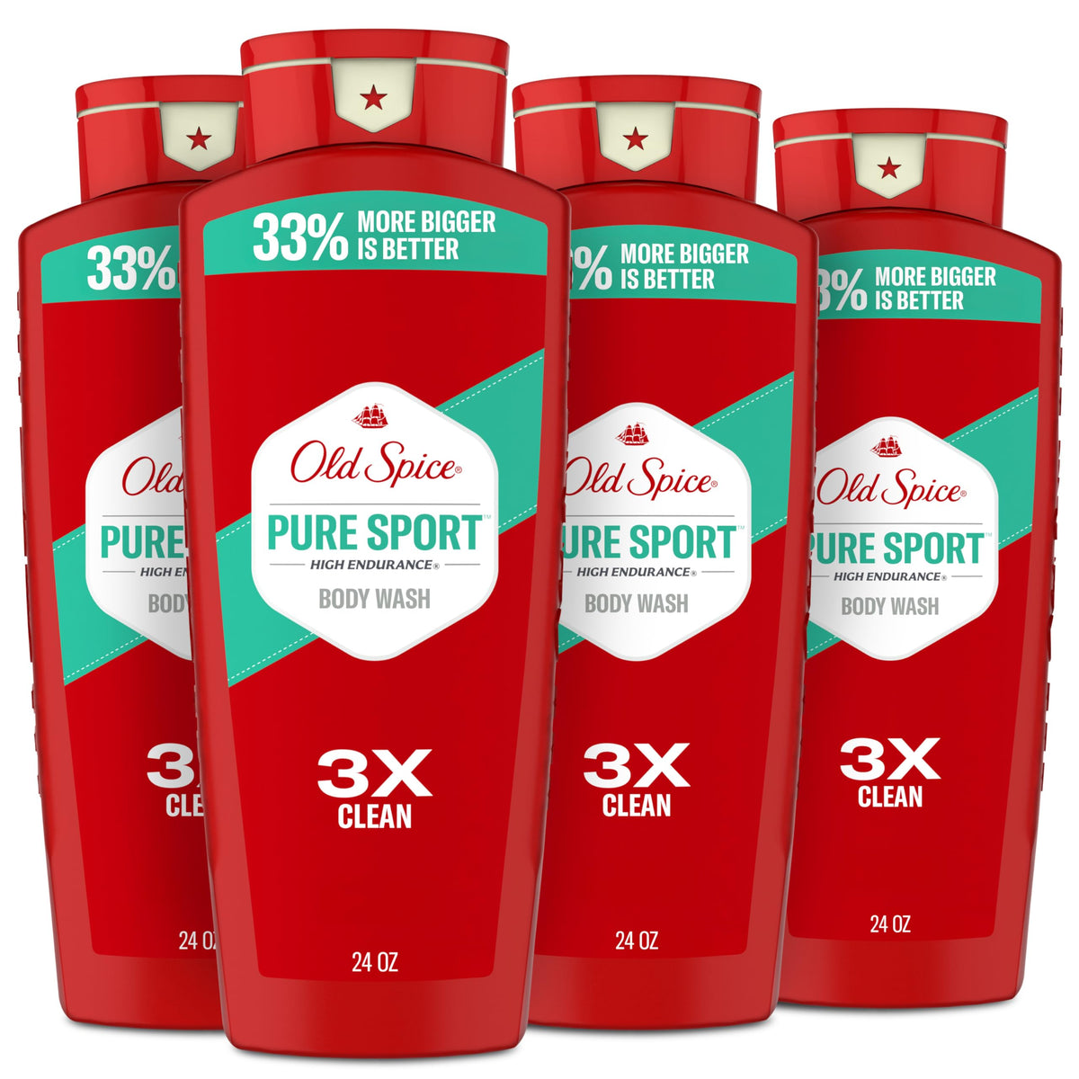 Old Spice Body Wash for Men, Lasting Pure Sport Scent, 24 fl oz Pack of 4