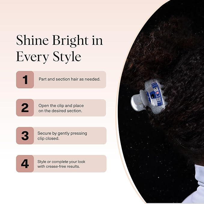 Kitsch x Star Wars R2-D2 Glitter Medium Hair Clip for Women – Whimsical Galaxy-Inspired Claw Clip | Recycled Plastic, Strong Secure Grip | Hair Accessories for Girls, 1pc