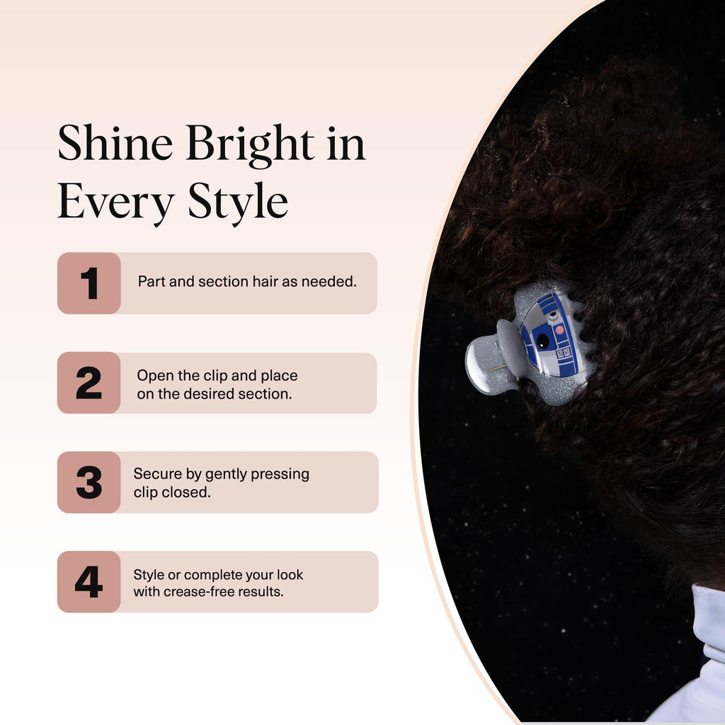 Kitsch x Star Wars R2-D2 Glitter Medium Hair Clip for Women – Whimsical Galaxy-Inspired Claw Clip | Recycled Plastic, Strong Secure Grip | Hair Accessories for Girls, 1pc