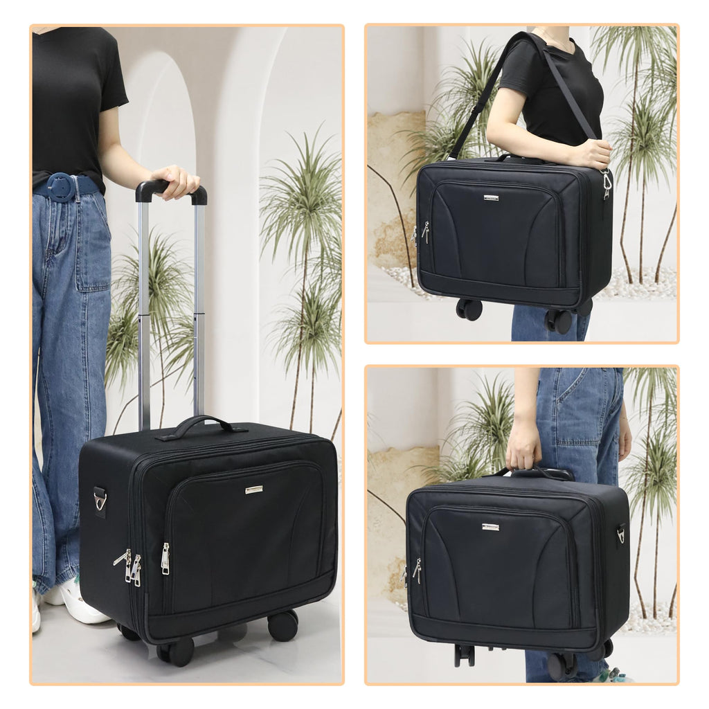 MONSTINA Rolling Makeup Train Case, Cosmetology Case on Wheels Makeup Artist Bag Professional Cosmetics Beauty Hairdresser Bag Hairstylist Cosmetic Bag with 4 Bags Extra Large Makeup Bag with Wheels