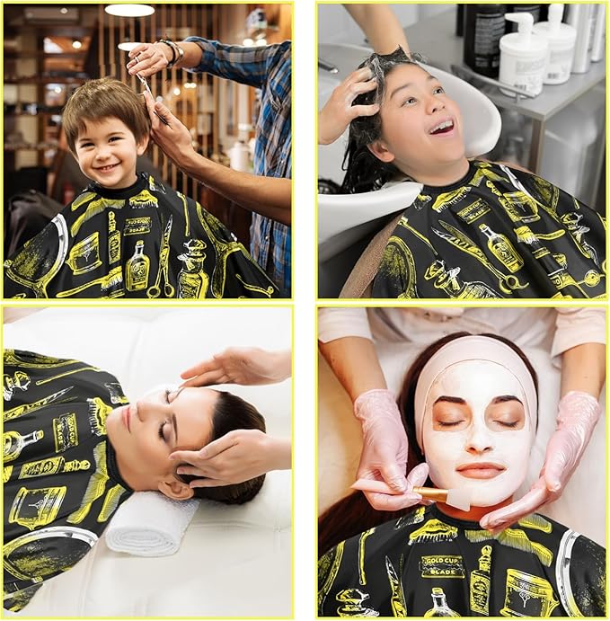 2 Pcs Barber Capes for Men with Adjustable Neckline Size, Profesional Barber Cape, Waterproof and Cleanable Haircut Cape, Hair Cutting Capes for Hairdressing Dyeing Salon Men Women Kids Adult