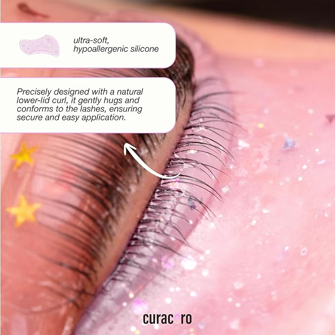 Curacoro Lower Lash Lift Shields, 4 Pcs Self-Adhesive Silicone Pads