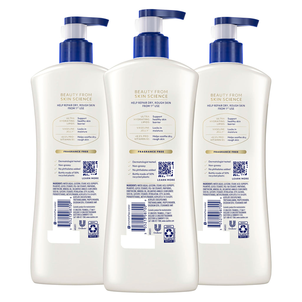 Vaseline Advanced Repair Body Lotion for Dry Skin, Unscented 20.3oz 3ct