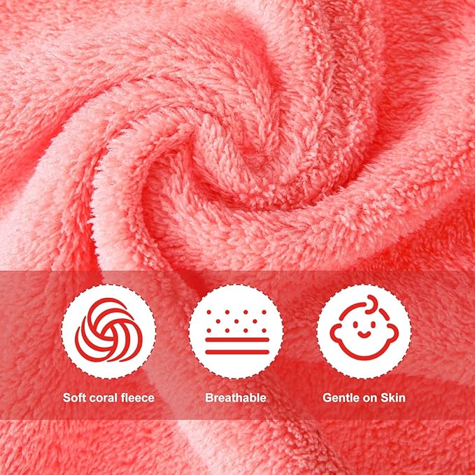 Syhood 12 Pieces Face Wash Cloth 12 x 12 in Makeup Remover Cloths Towel Coral Velvet Facial Microfiber Soft Fast Drying Facial Cleansing Towel for Face(Pink Colors)