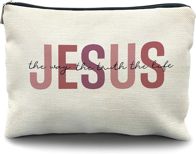 Likjad Jesus Cosmetic Bag - Christian Makeup Bag for Women & Girls, Bible Verse Design