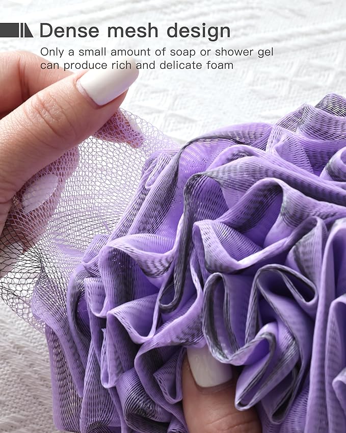 Loofah Sponge 70g, 4Pack, Large Flower Exfoliating Bath Sponge