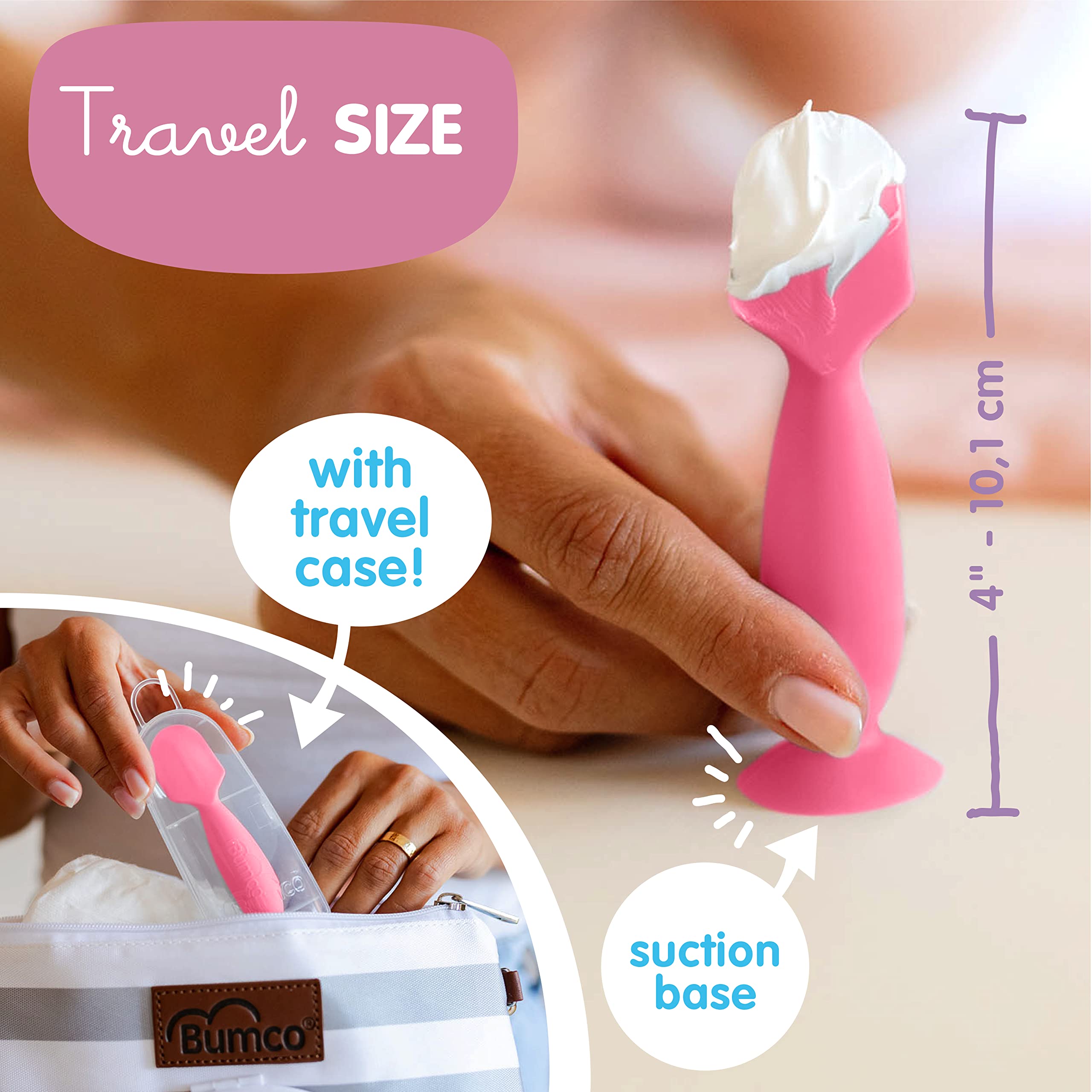 Bumco Travel Baby Diaper Cream Spatula with Protective Travel Case (Pink)