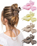 4 PCS Bow Hair Clips Bow Claw Clip for Women, Large Hair Claw Clips for Thin Thick Long Hair Cute Nonslip Bows (Dark Brown+Light Brown+Off-White+Light Pink)