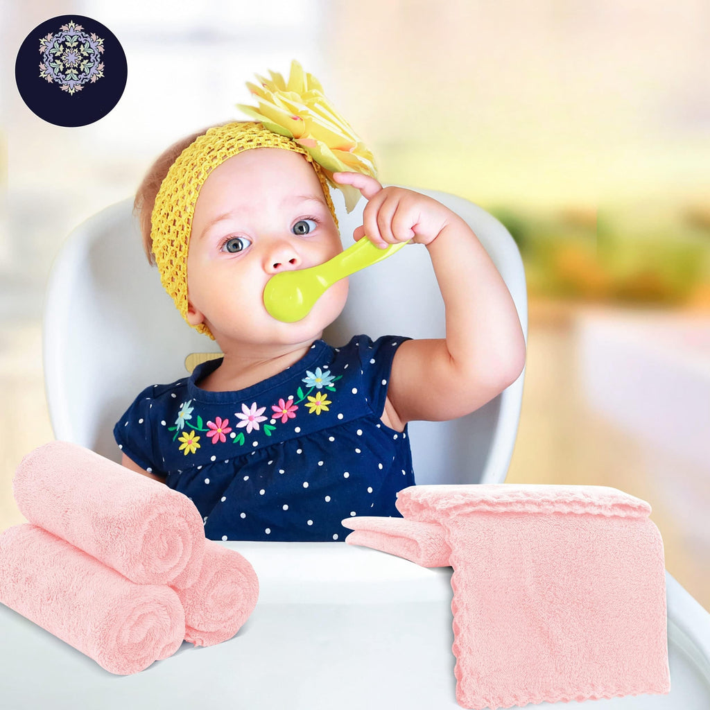 16 Pack Baby Washcloths - Luxury Coral Fleece - Extra Absorbent and Soft Wash Clothes for Newborns, Infants and Toddlers - Suitable for Sensitive Skin and New Born - Baby Shower - Pink,10x10 Inch