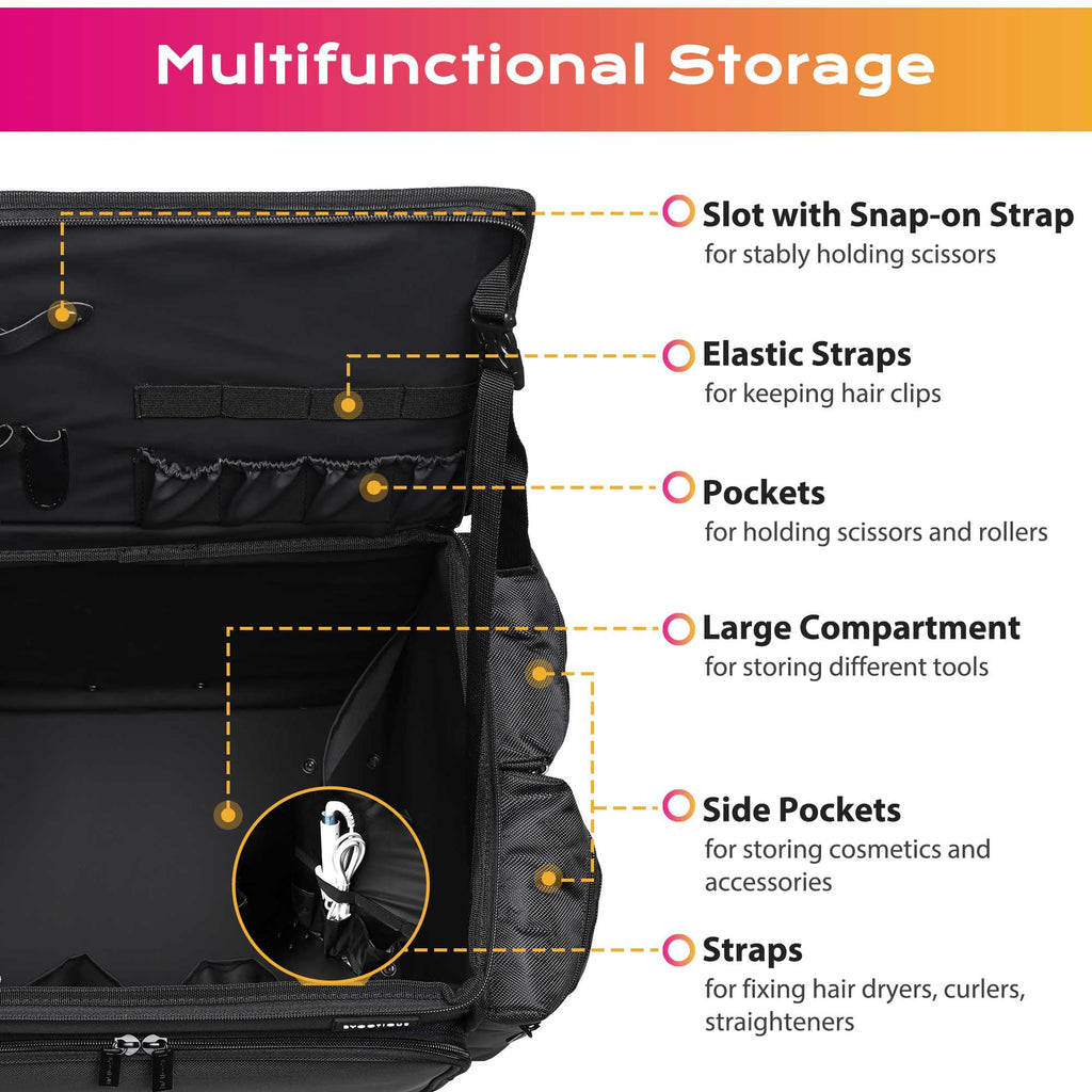 BYOOTIQUE Soft Sided Rolling Makeup Train Case Travel Backpack Hairstylist