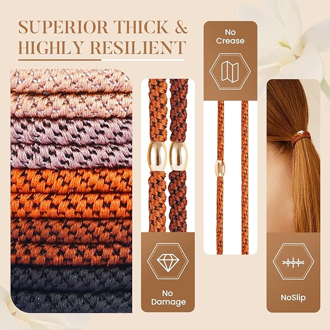 FORENEE Hair Ties No Damage - 20PCS Ponytail Holders - Elastic Hair Ties for Thick Hair - Braided Hair Bands for Women Girls's Hair - Neutral