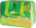 TotePrint Holographic green Clear Star Large Cosmetic Bag and TPU Travel Pouch with Handle,Durable Material,Zipper Design-Ideal for Makeup,Travel Essentials (Holographic green+stars)