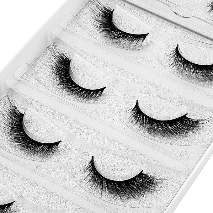 DYSILK Mink Lashes False Eyelashes - Lash Extension Strip Eyelashes 5 Pairs 6D Lashes Fox Eye Mink Eyelashes False Lashes Reusable Fake Eyelashes Mink Wispy Lashes Natural Look | Winged 7mm-17mm