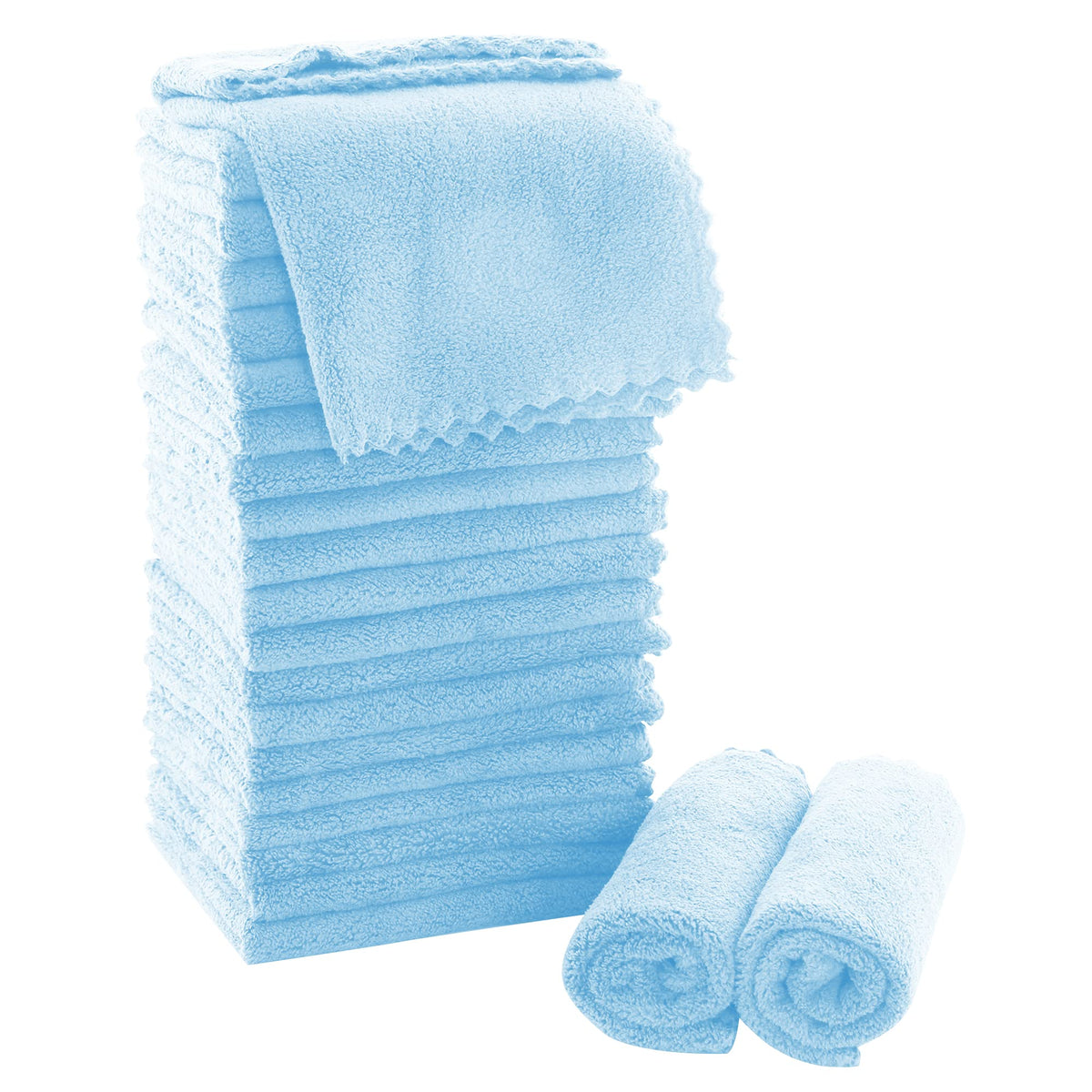 MOONQUEEN Ultra Soft Premium Washcloths Set - 12 x 12 inches - 24 Pack - Quick Drying - Highly Absorbent Coral Velvet Bathroom Wash Clothes - Use as Bath, Spa, Facial, Fingertip Towel (Grey)