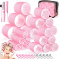 Obeoby 4 Sizes Hair Rollers for Women, Hair Curlers with Clips Comb Curlers for Long Short Curly Hair and Bangs (25, 36, 48, 60mm), Pink Gifts