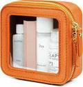 Popvibe Clear Makeup Bag with Zipper Small Travel Cosmetic Case Orange Mini Pouch for Purse Accessories Car Storgae Essentials Bag Purse Pouch Organizer Compact Small Clear Toiletry Bag for Traveling