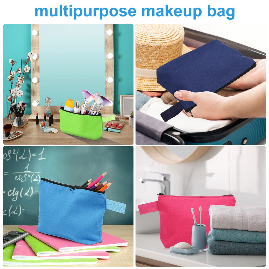 Saintrygo 30 Pcs Canvas Makeup Bags Bulk, Travel Cosmetic Zipper Pouch Blank DIY Multipurpose Toiletry Bag Hygiene Pouch for Women Purse Pencil Case (7.5 x 5 x 1.8 Inch,Classic)