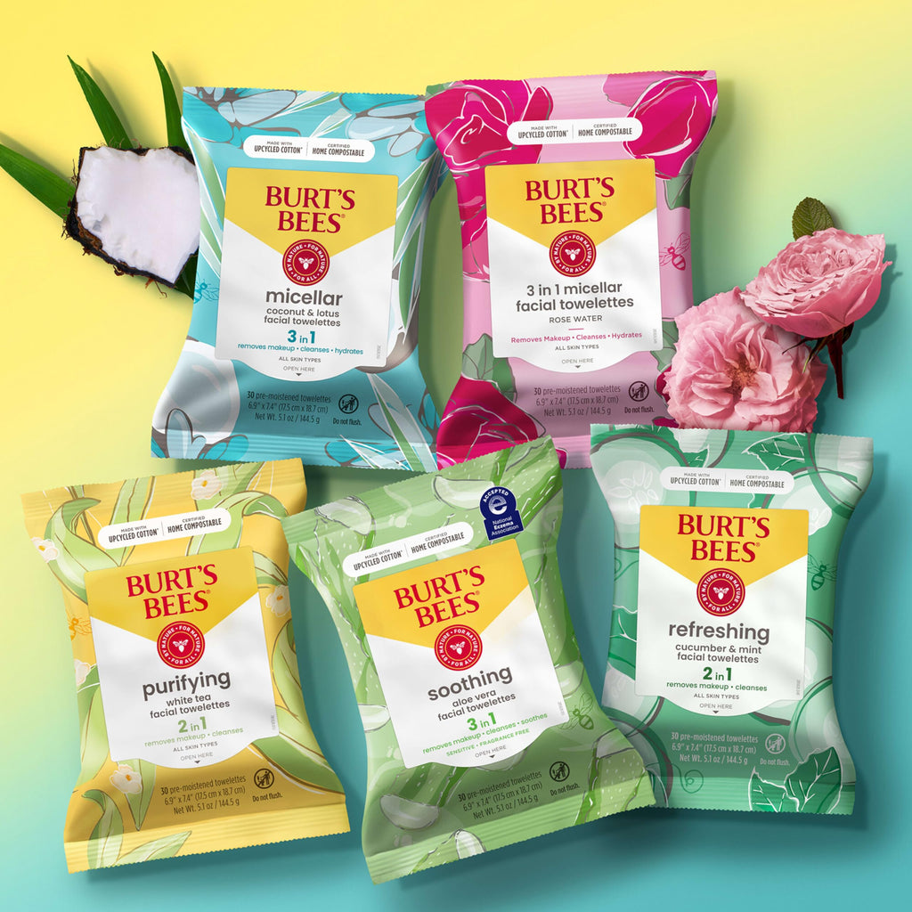 Burt's Bees Cucumber and Mint Face Wipes, Refreshing Makeup Remover and Facial Cleansing Towelettes, 99 Percent Natural Origin, Remove Makeup, Cleanse, All Skin Types, 30 ct., Three Pack