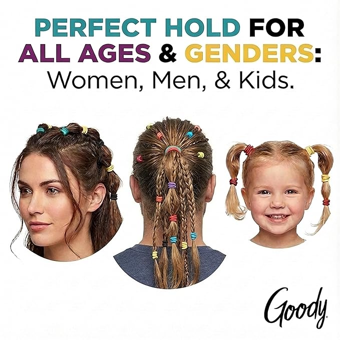 Goody Ouchless Hair Elastics 36-Count Brooke Assorted | No-Damage Ponytail Holders with Strong Tangle-Free Grip | Soft No-Pull Hair Ties for Fine to Medium Hair for Women & Men