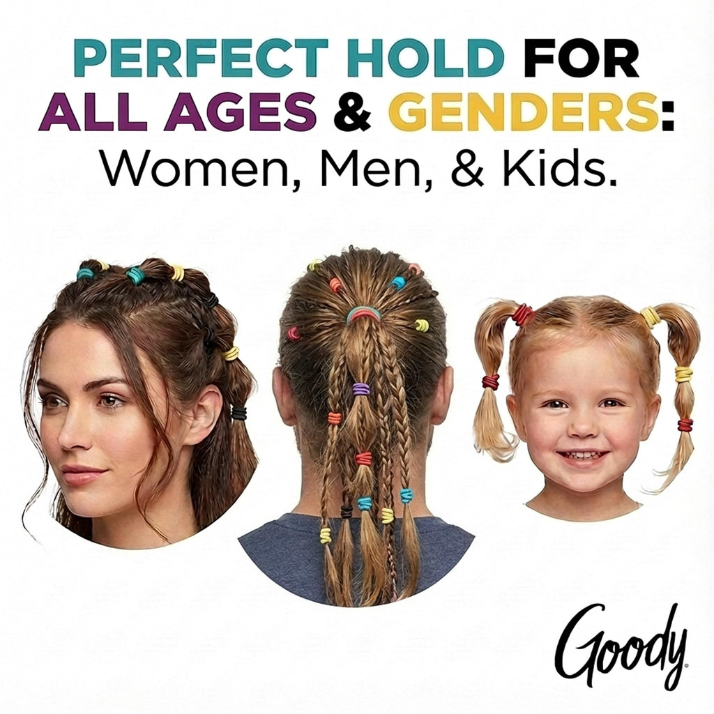 Goody Ouchless Hair Elastics 36-Count Brooke Assorted | No-Damage Ponytail Holders with Strong Tangle-Free Grip | Soft No-Pull Hair Ties for Fine to Medium Hair for Women & Men