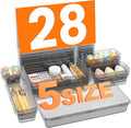A-LuGei 【Military Grade】 Drawer Organizer,【𝟱𝗦𝗶𝘇𝗲】 Makeup organizer,【Holds 177 Items】 Bathroom Organizers and Storage,Organization and Storage,Desk Drawer Organizer for Vanity【Clear Black】