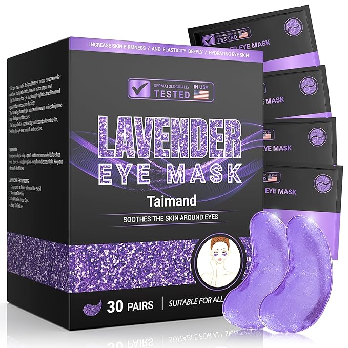Taimand Under Eye Patches (30 Pairs), Under Eye Mask for Puffy Eyes and Dark Circles, Eye Masks with Collagen, Relieves Pressure and Reduces Wrinkles, Revitalises and Refreshes Your Skin, Lavender
