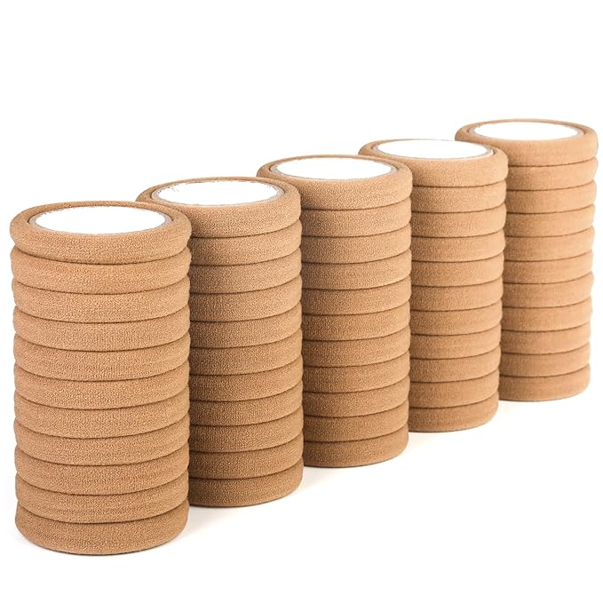 Qarwayoc 50PCS Seamless Hair Ties for Women Thick Hair, Soft Pony Tails, Large Elastic Hair Bands, Thick Ponytail Holders No Damage, Light Brown, 2 Inch in Diameter
