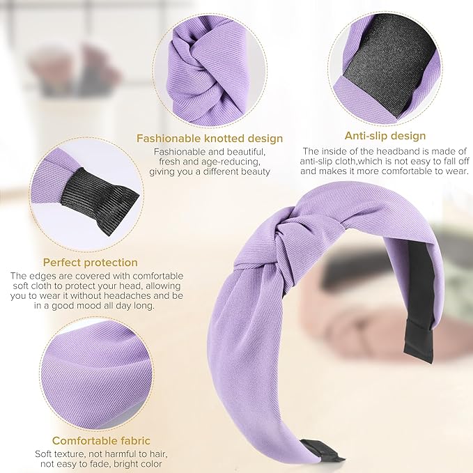 DiyJibb Headbands for Women Girls - 6PCS Stylish Top Knotted Headbands - Knotted Headband for Women - Head Bands Wide Hairband Hair Accessories