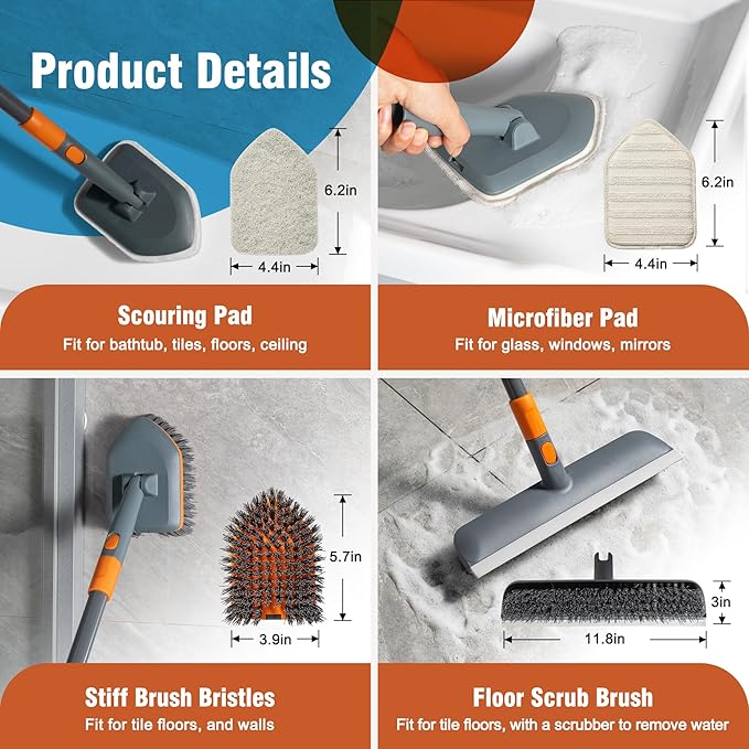 CLEANHOME Floor Scrub Brush Tile Tub Scrubber Brush