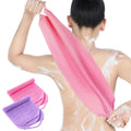 Exfoliating Back Scrubber with Handles for Shower for Women Exfoliating Back Cloth Body Extended Length Scrubber Towel Nylon Stretchable Pull Strap Wash Cloth for Bath Body 2 Pack