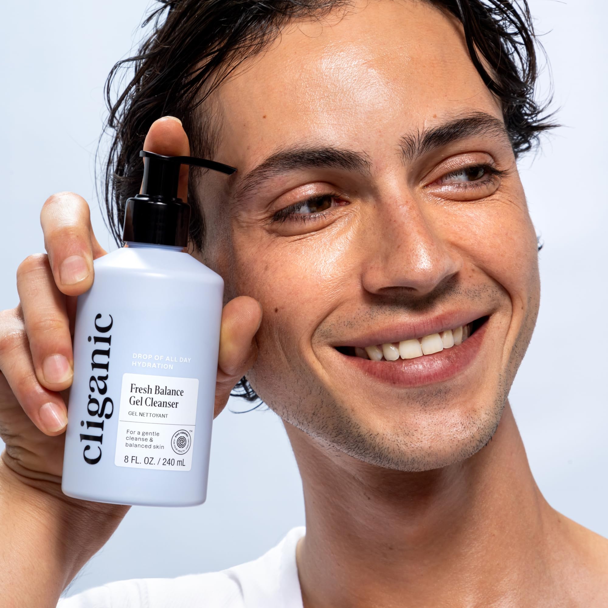 Cliganic Hydrating Facial Gel Cleanser with Triple Botanical Complex® – Clean Gentle Face Wash with Jojoba, Rosehip Argan Oils Removes Makeup Impurities Aloe Vera Glycerin for Balanced Glowing Skin